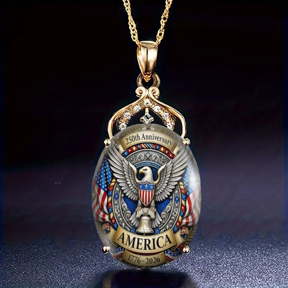 American Eagle 250th Anniversary Oval Pendant Necklace