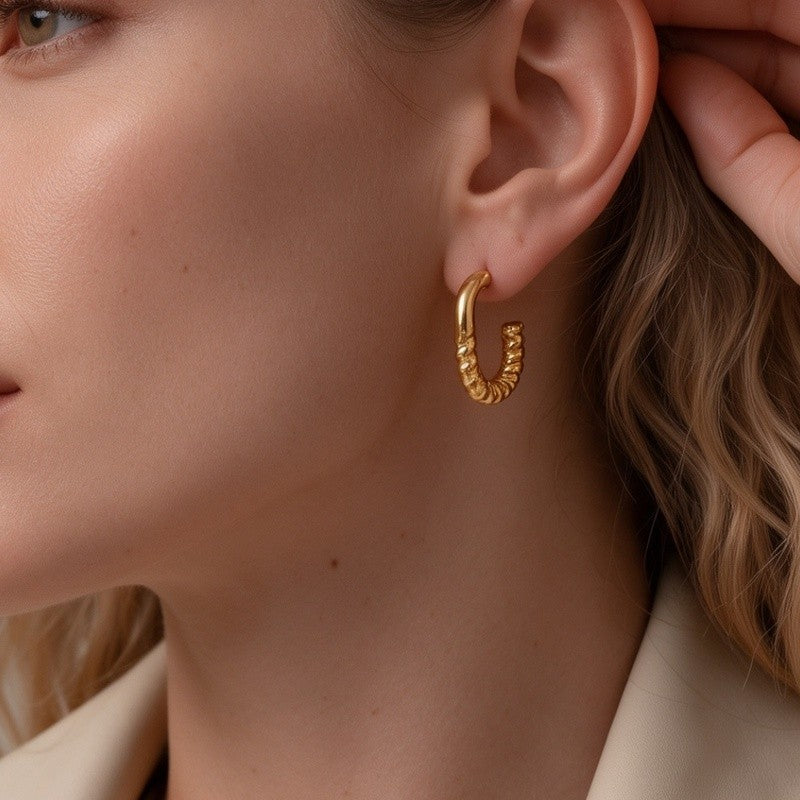 Twisted Rope C-Shaped Hoop Earrings