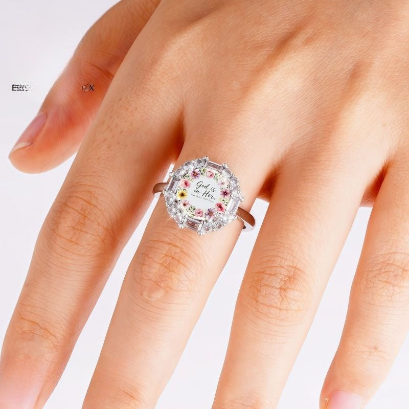 Floral Faith Halo Ring