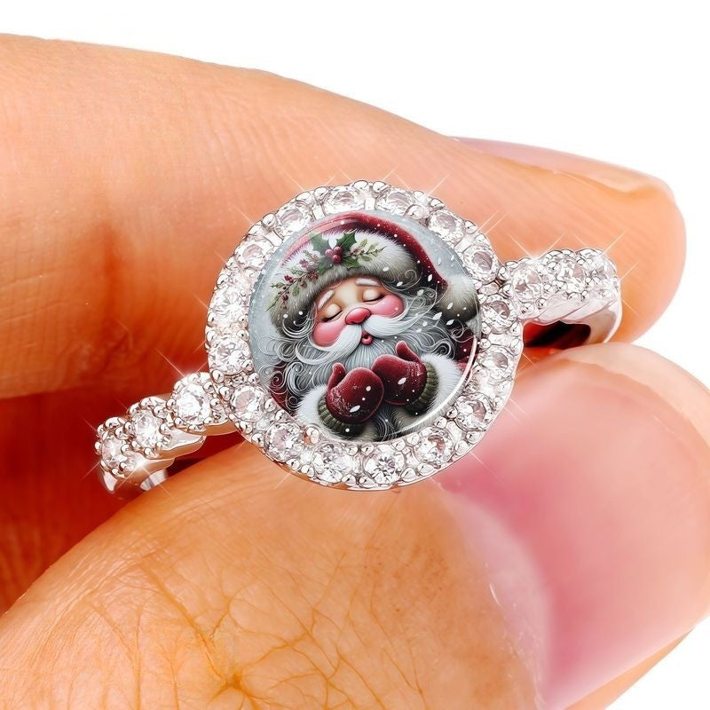Santa Claus Crystal Dome Ring