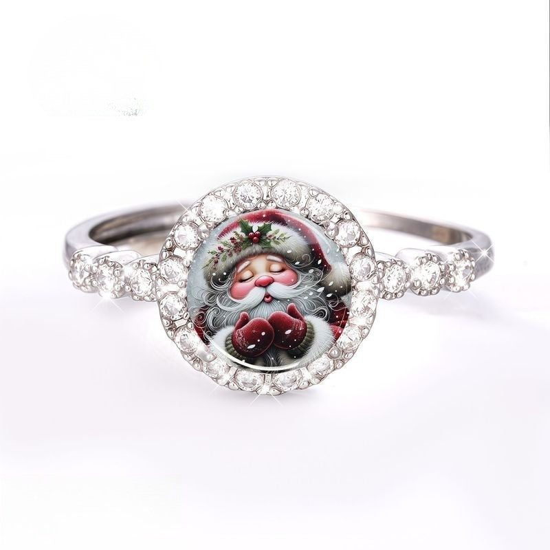 Santa Claus Crystal Dome Ring