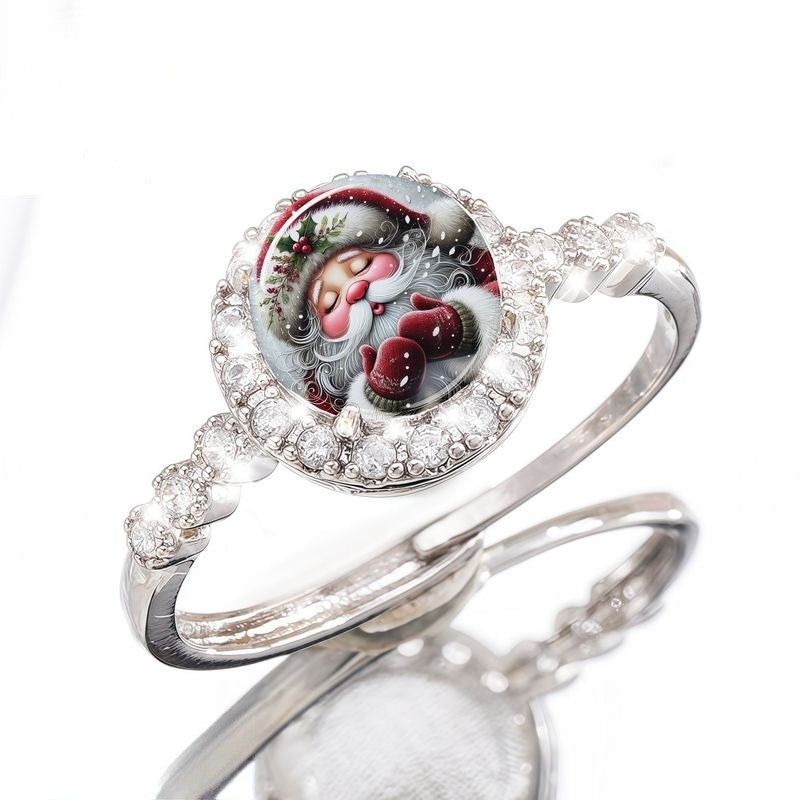 Santa Claus Crystal Dome Ring