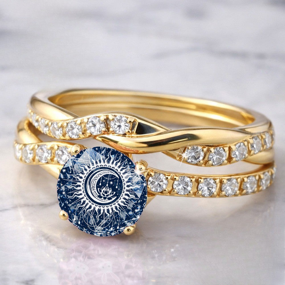 Celestial Moon & Lotus Ring