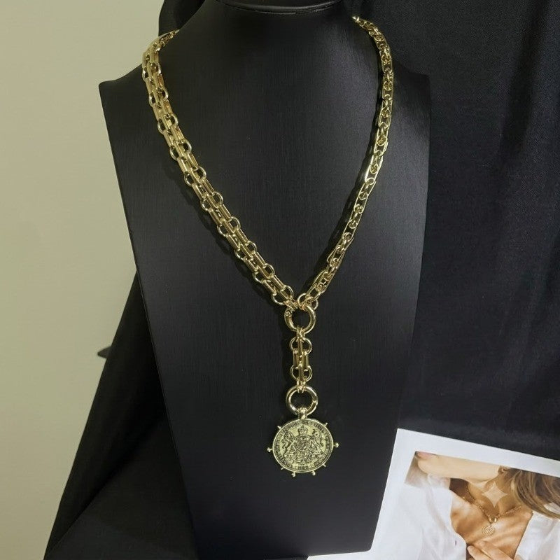 Vintage Coin Badge Necklace