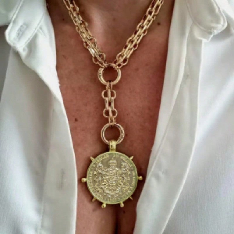 Vintage Coin Badge Necklace
