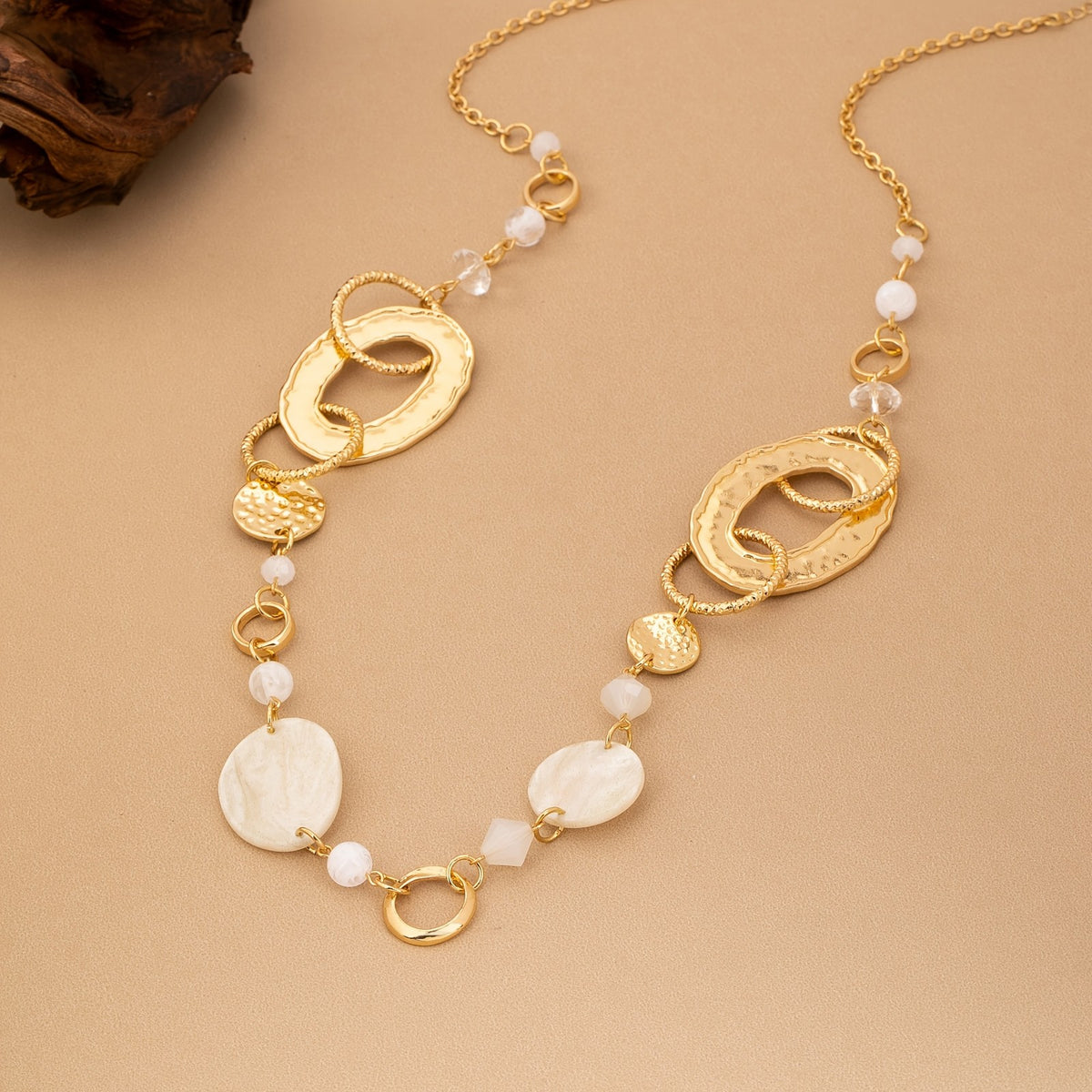 Gold-Tone Oval & Shell Statement Necklace