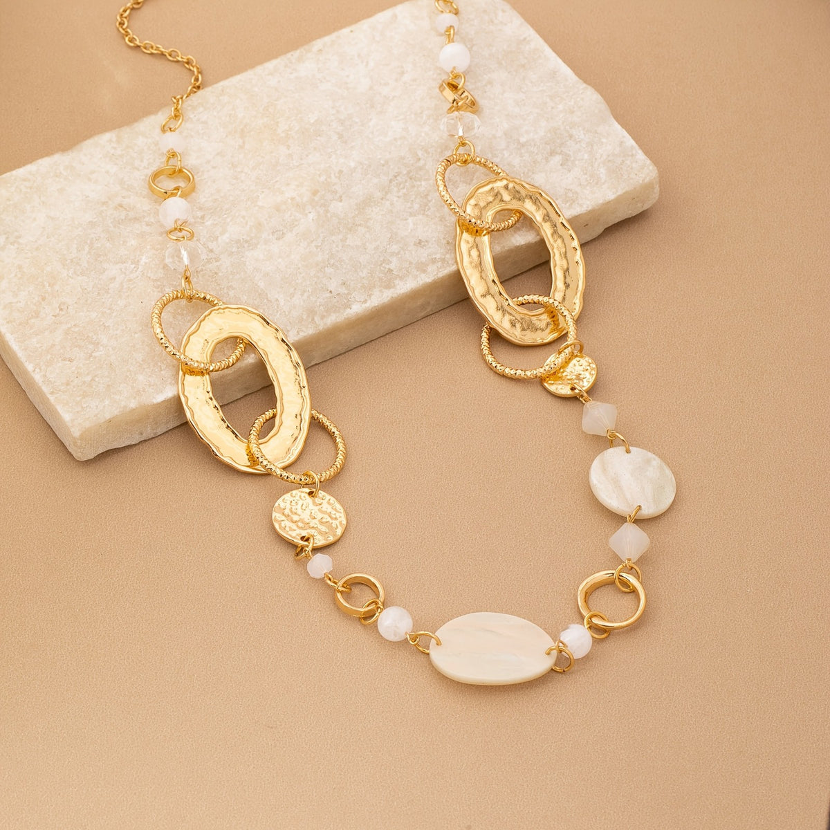 Gold-Tone Oval & Shell Statement Necklace