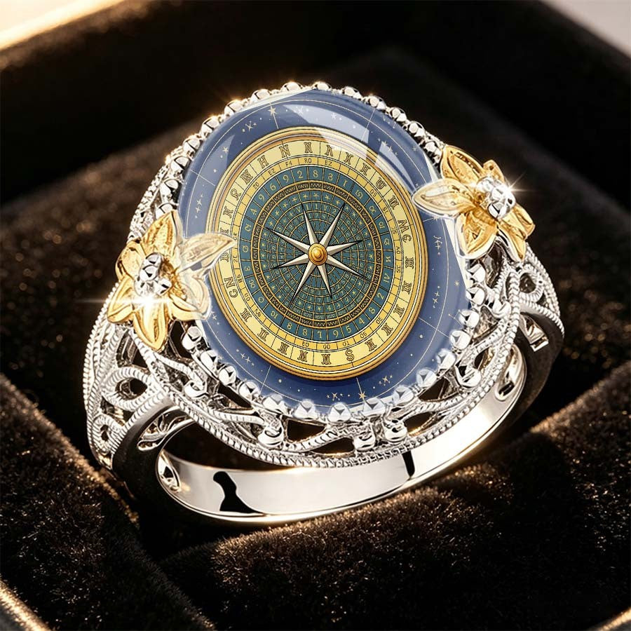 Starry Sky Compass & Flower Ring