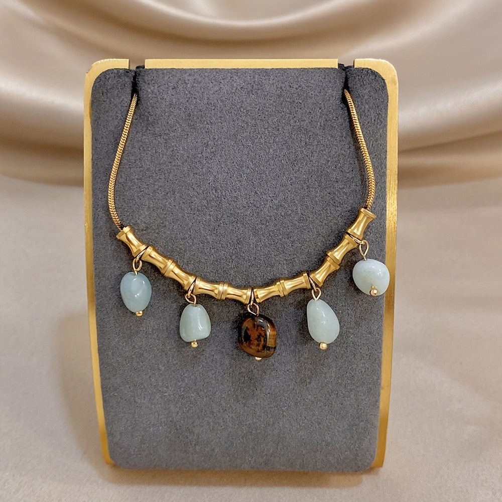 Natural Stone Bamboo Bracelet
