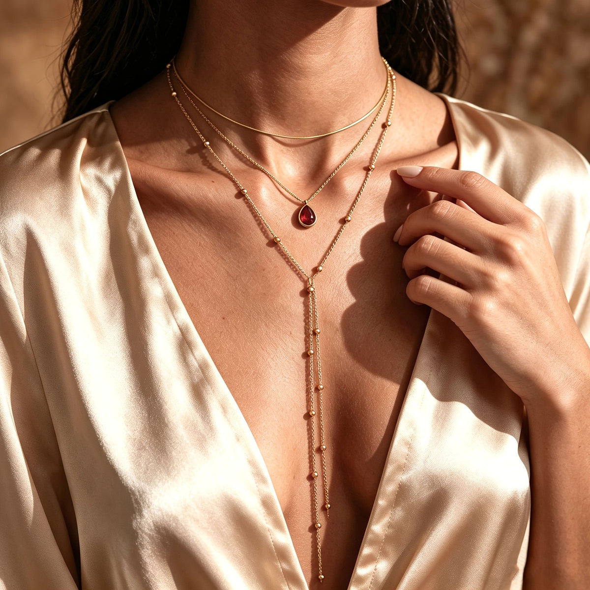 Teardrop Tassel Layered Necklace Set