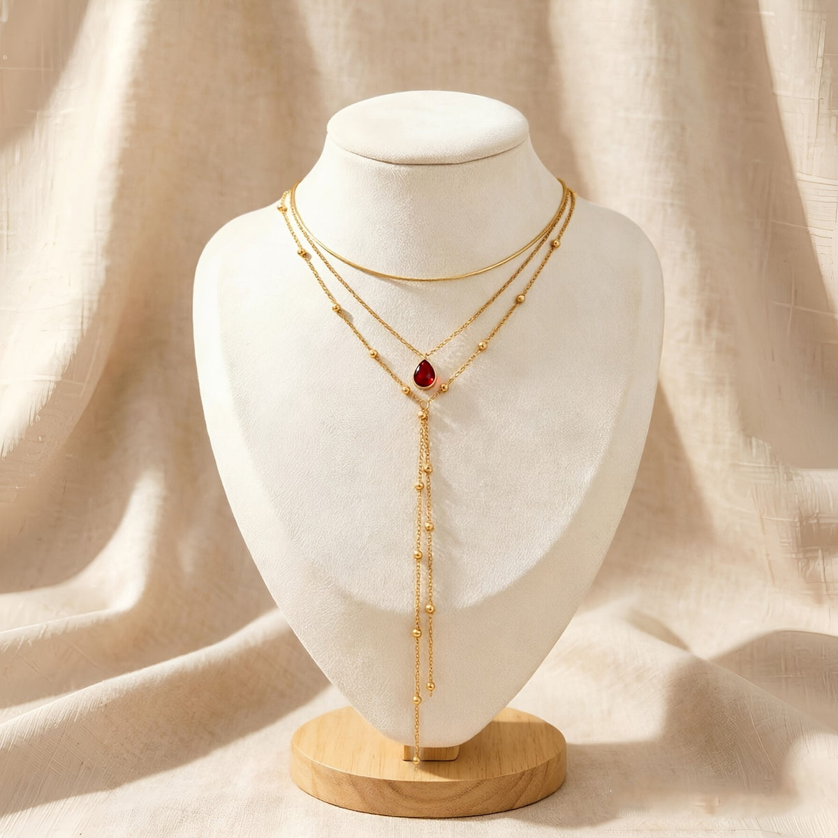 Teardrop Tassel Layered Necklace Set