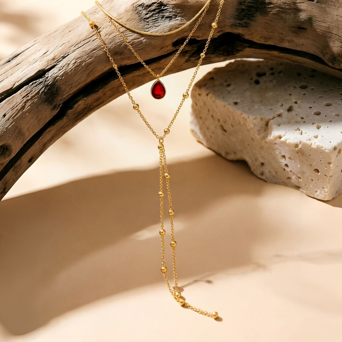 Teardrop Tassel Layered Necklace Set