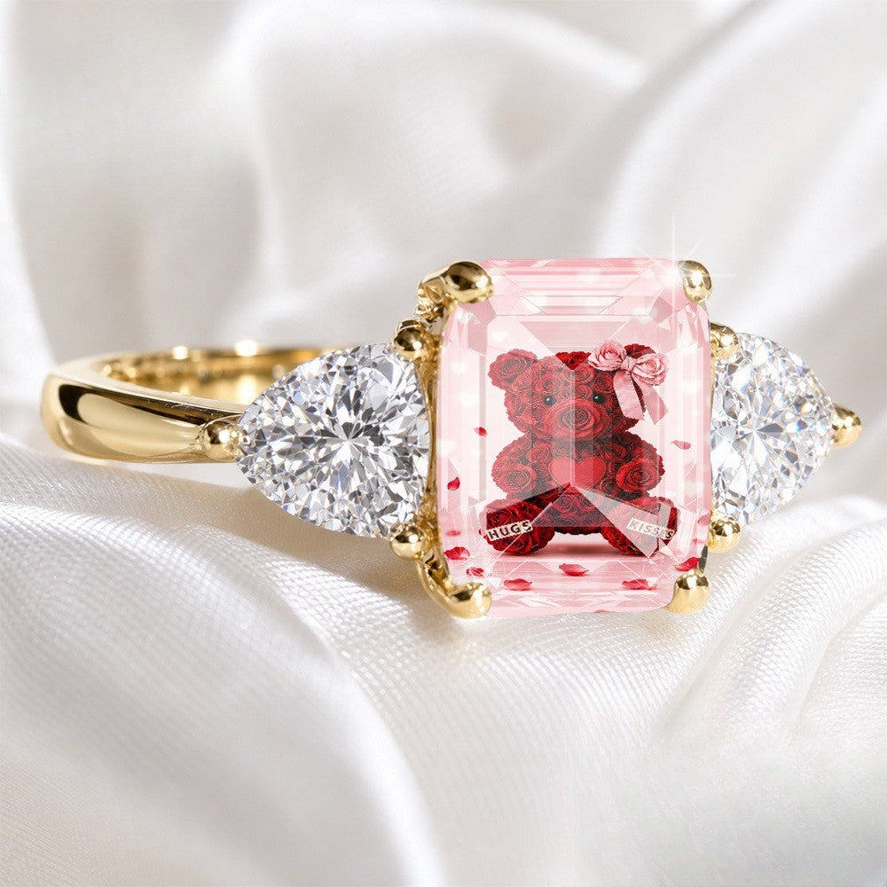 Pink Crystal Bear Ring