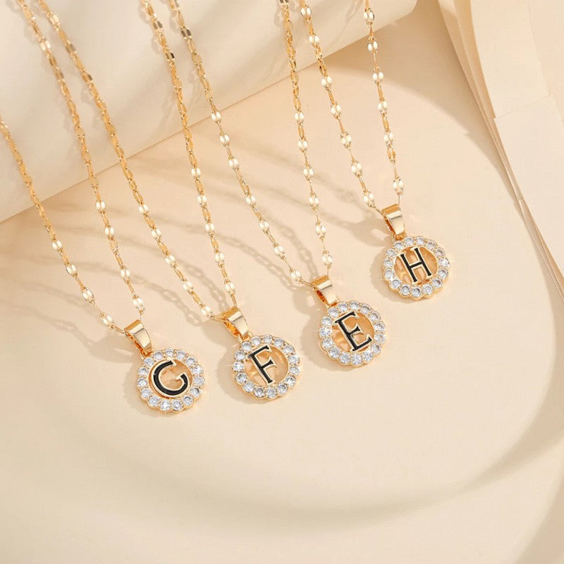 Crystal Halo Initial Pendant Necklace