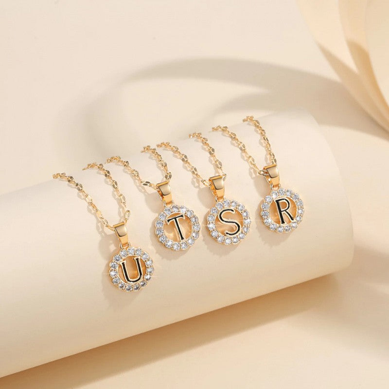Crystal Halo Initial Pendant Necklace