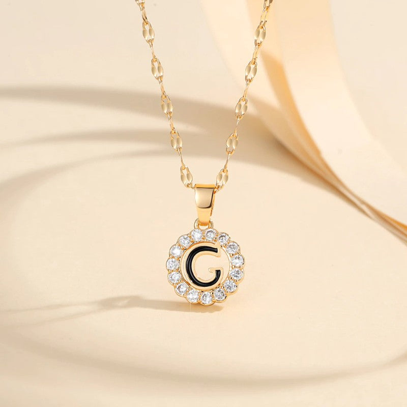 Crystal Halo Initial Pendant Necklace