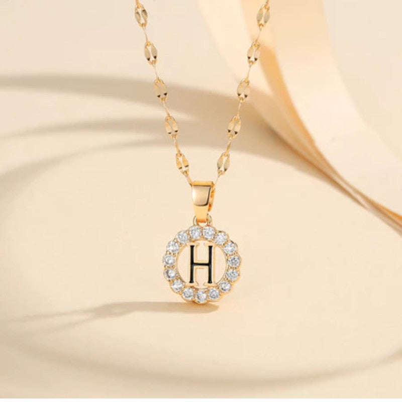 Crystal Halo Initial Pendant Necklace