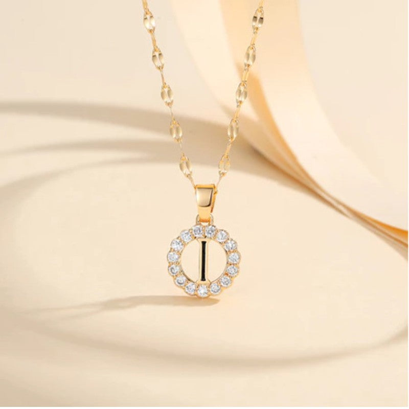 Crystal Halo Initial Pendant Necklace