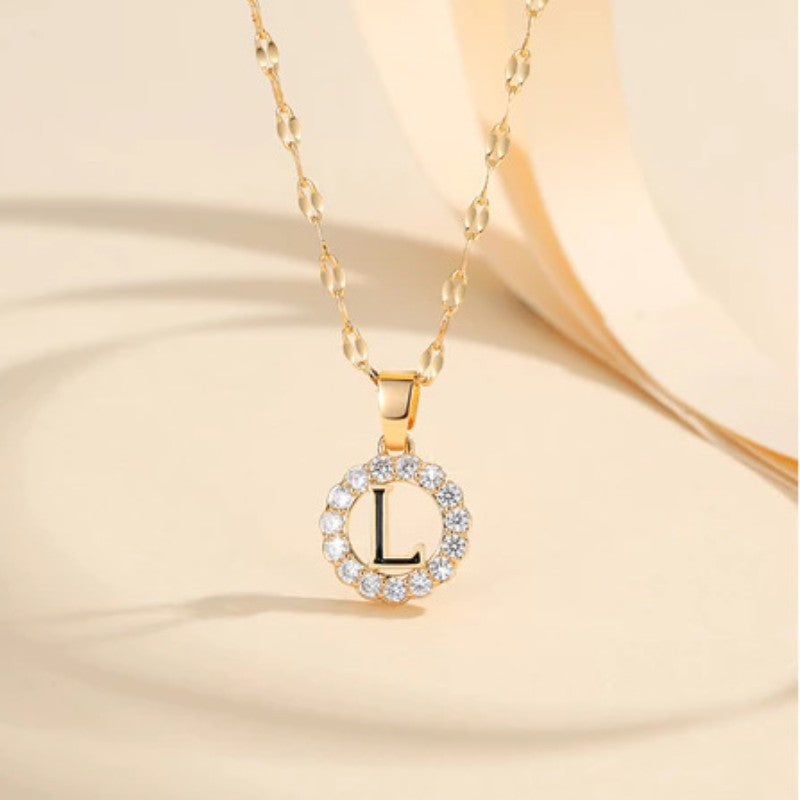 Crystal Halo Initial Pendant Necklace