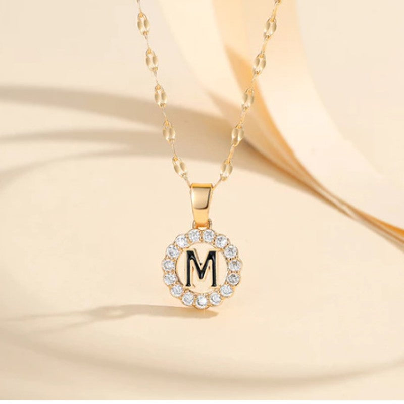 Crystal Halo Initial Pendant Necklace
