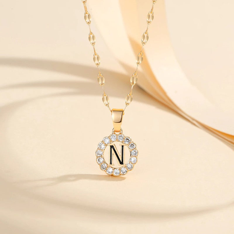 Crystal Halo Initial Pendant Necklace