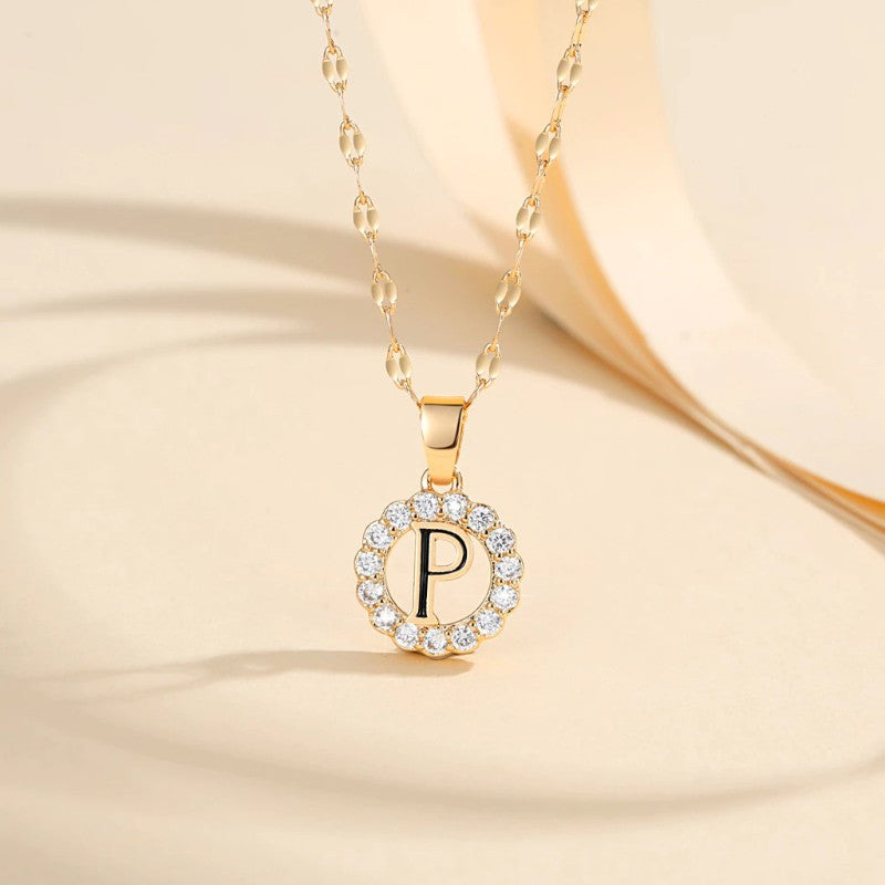 Crystal Halo Initial Pendant Necklace