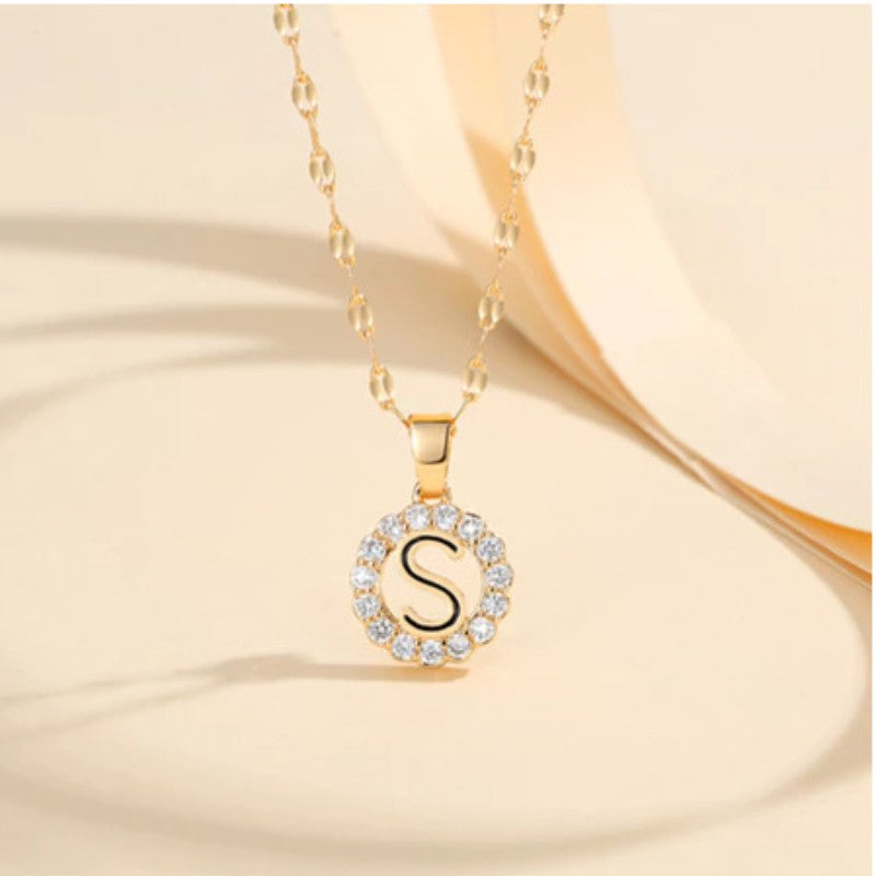Crystal Halo Initial Pendant Necklace