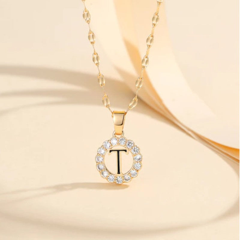 Crystal Halo Initial Pendant Necklace
