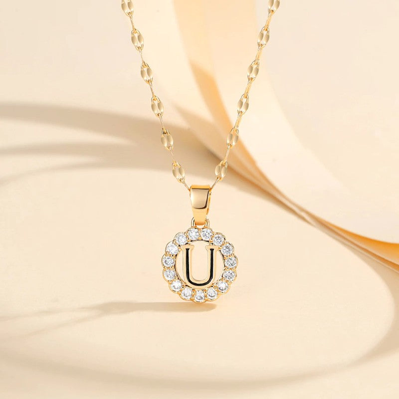Crystal Halo Initial Pendant Necklace