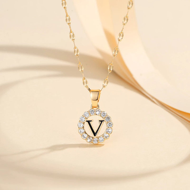 Crystal Halo Initial Pendant Necklace
