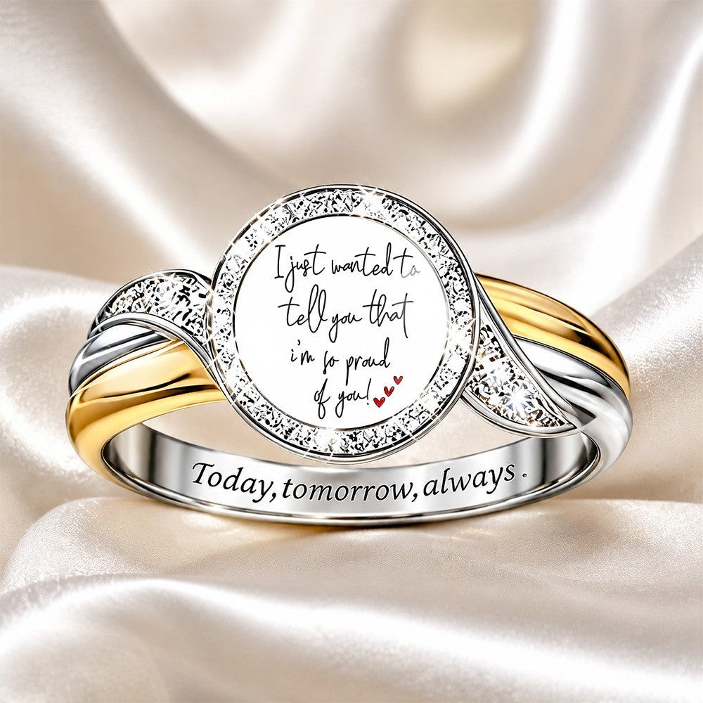 Two-Tone Crystal Message Ring