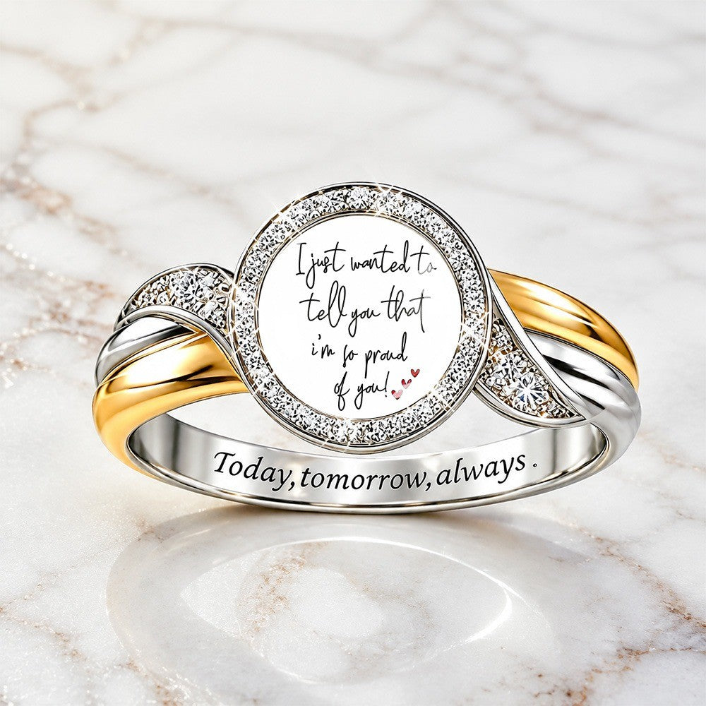 Two-Tone Crystal Message Ring