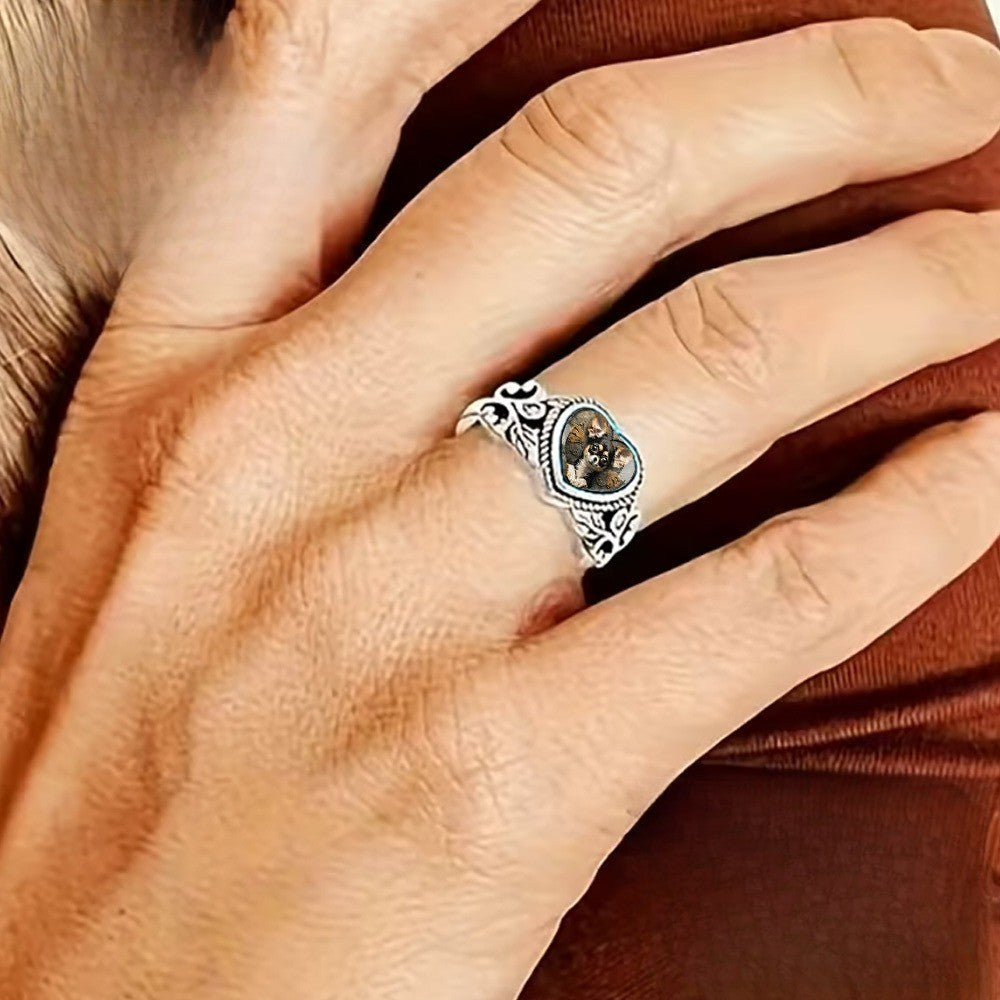 Ornate Chihuahua Heart Ring