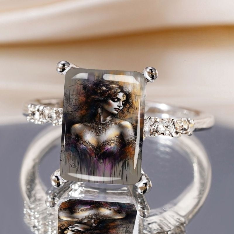 Artistic Woman Rectangle Ring