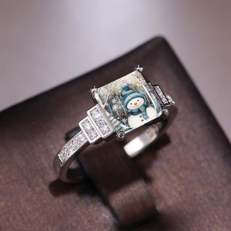 Winter Snowman Square Ring