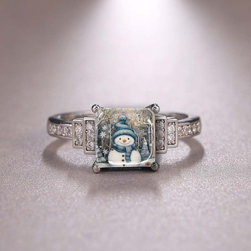 Winter Snowman Square Ring