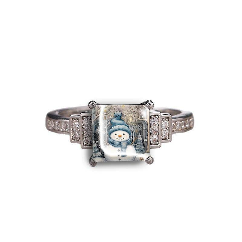 Winter Snowman Square Ring