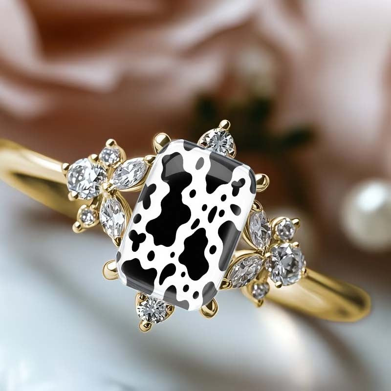 Cow Print Rectangular Ring