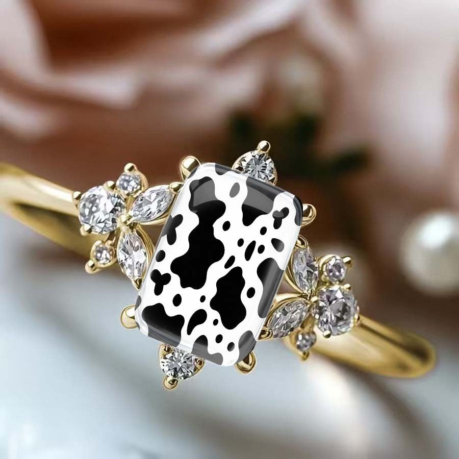 Cow Print Rectangular Ring