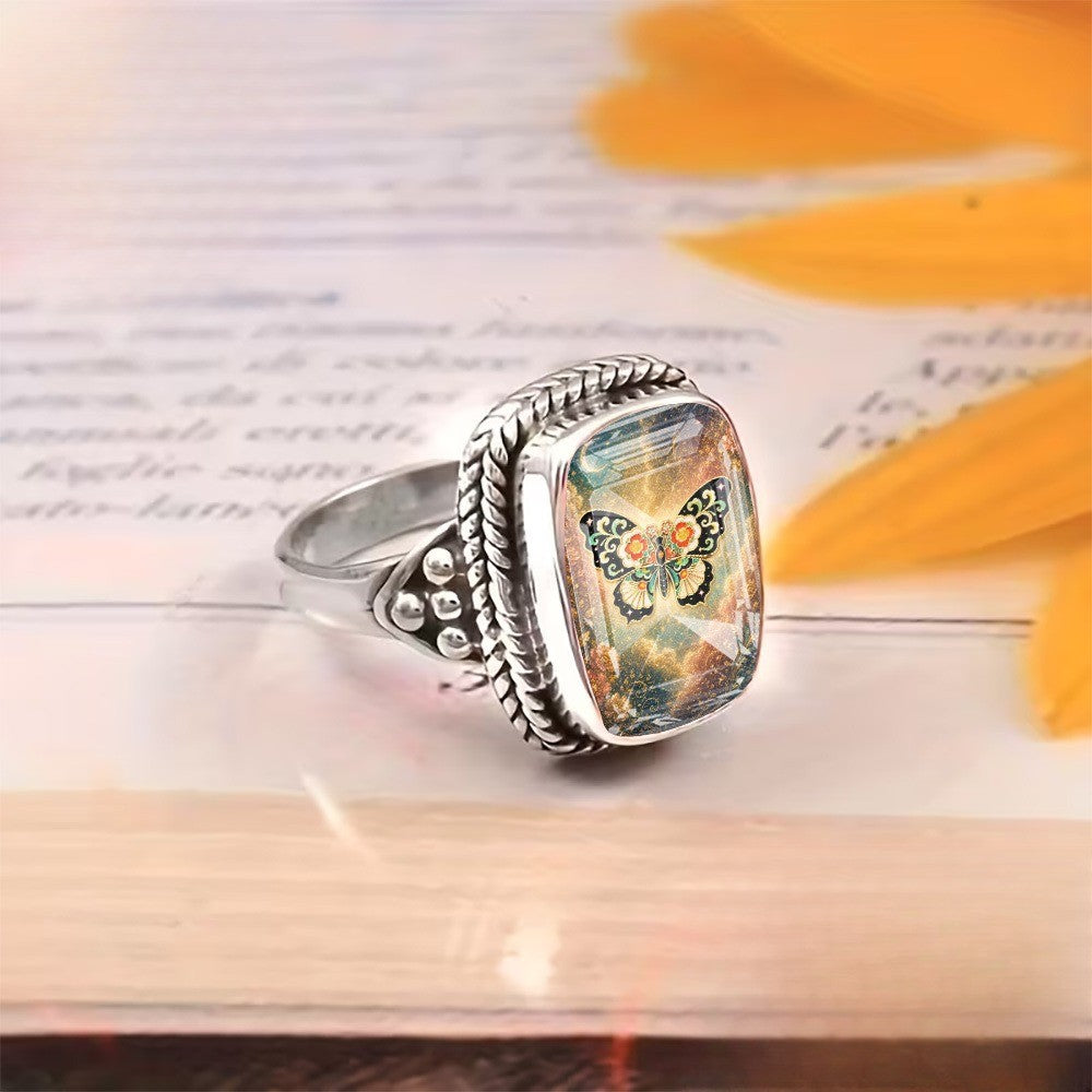 Galaxy Butterfly Square Ring