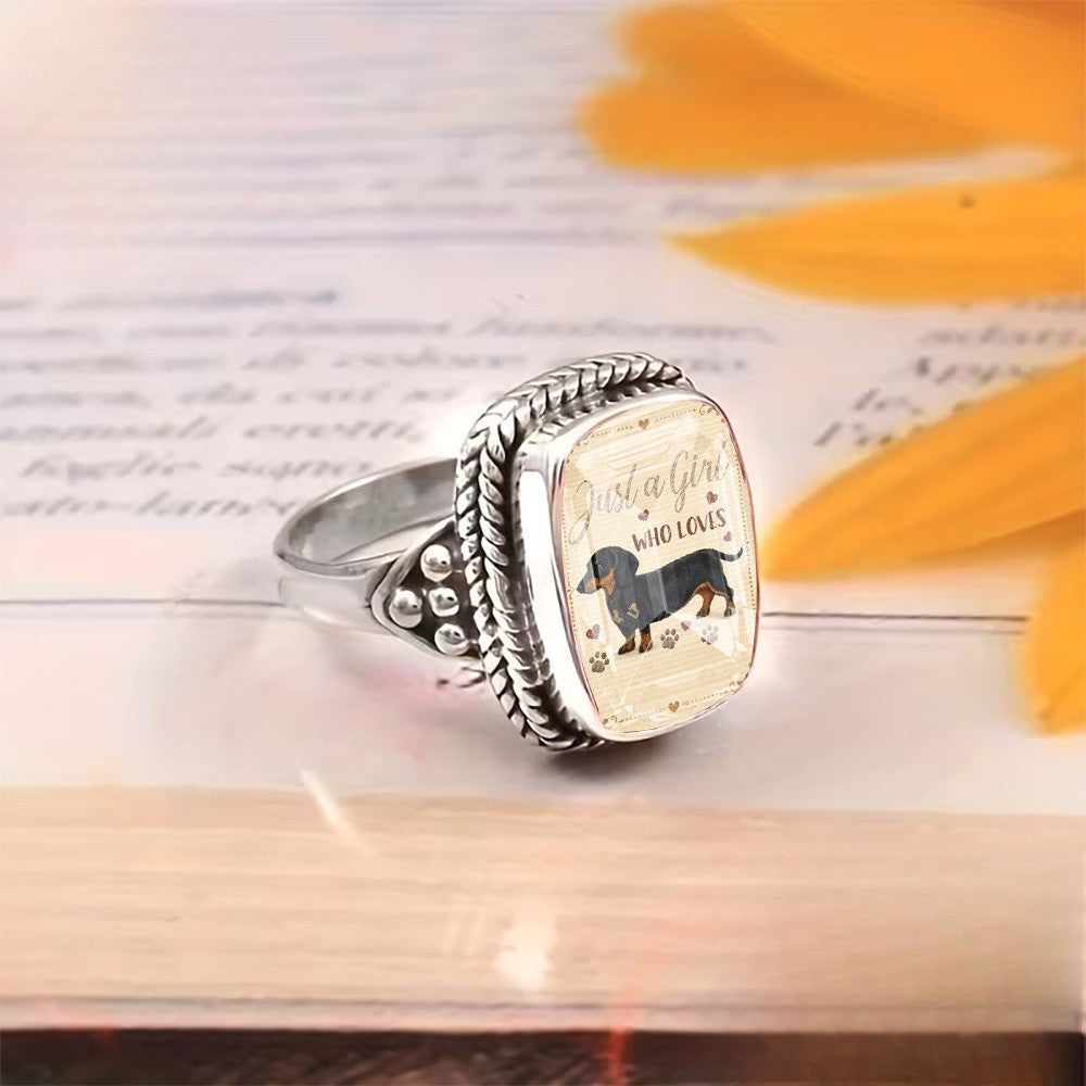 Dachshund Woven Square Ring