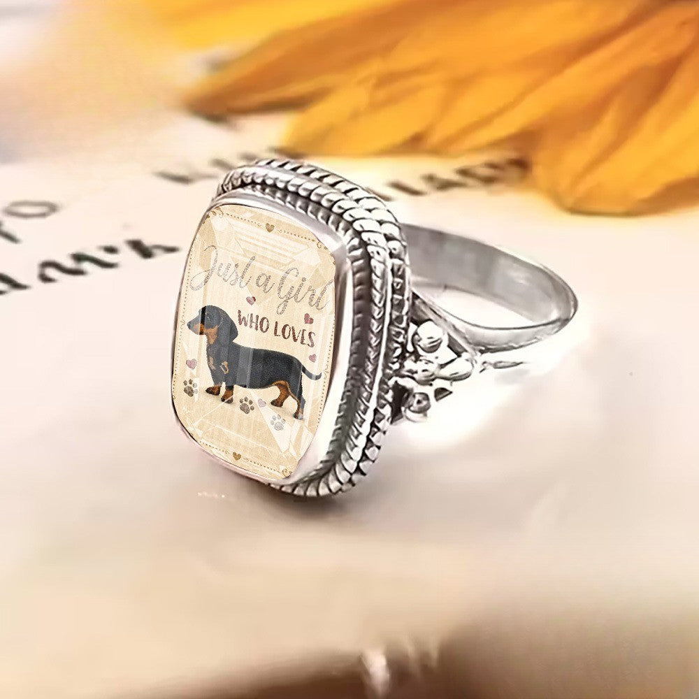 Dachshund Woven Square Ring