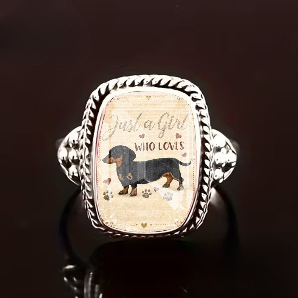Dachshund Woven Square Ring