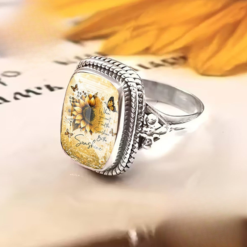Sunflower Quote Square Ring
