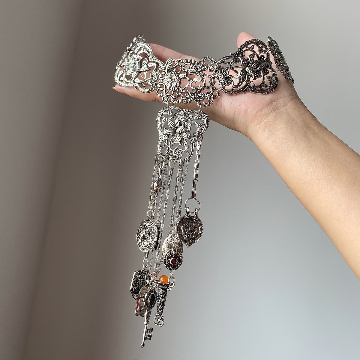 Floral Filigree Tassel Necklace