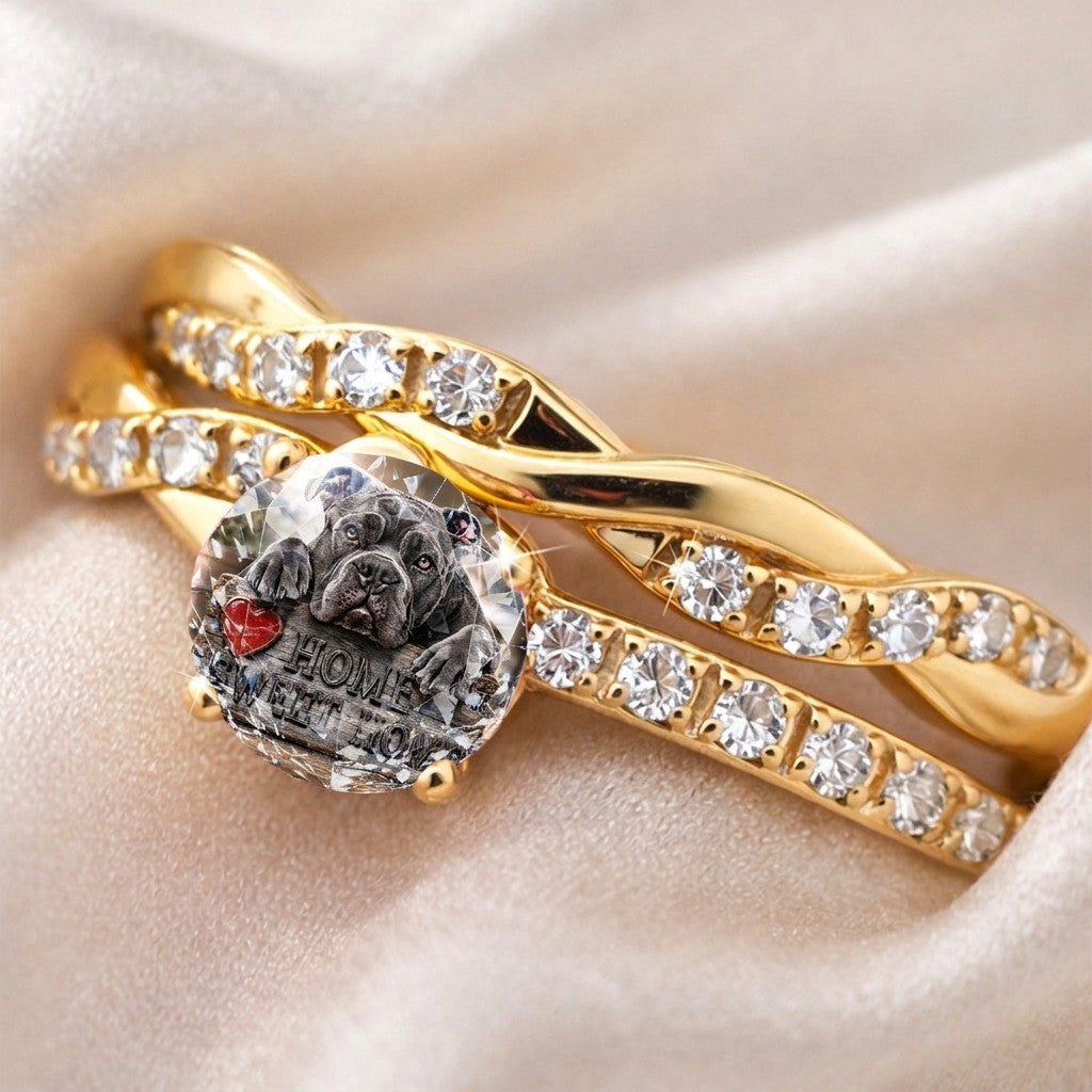 Gray Dog Crystal Statement Ring