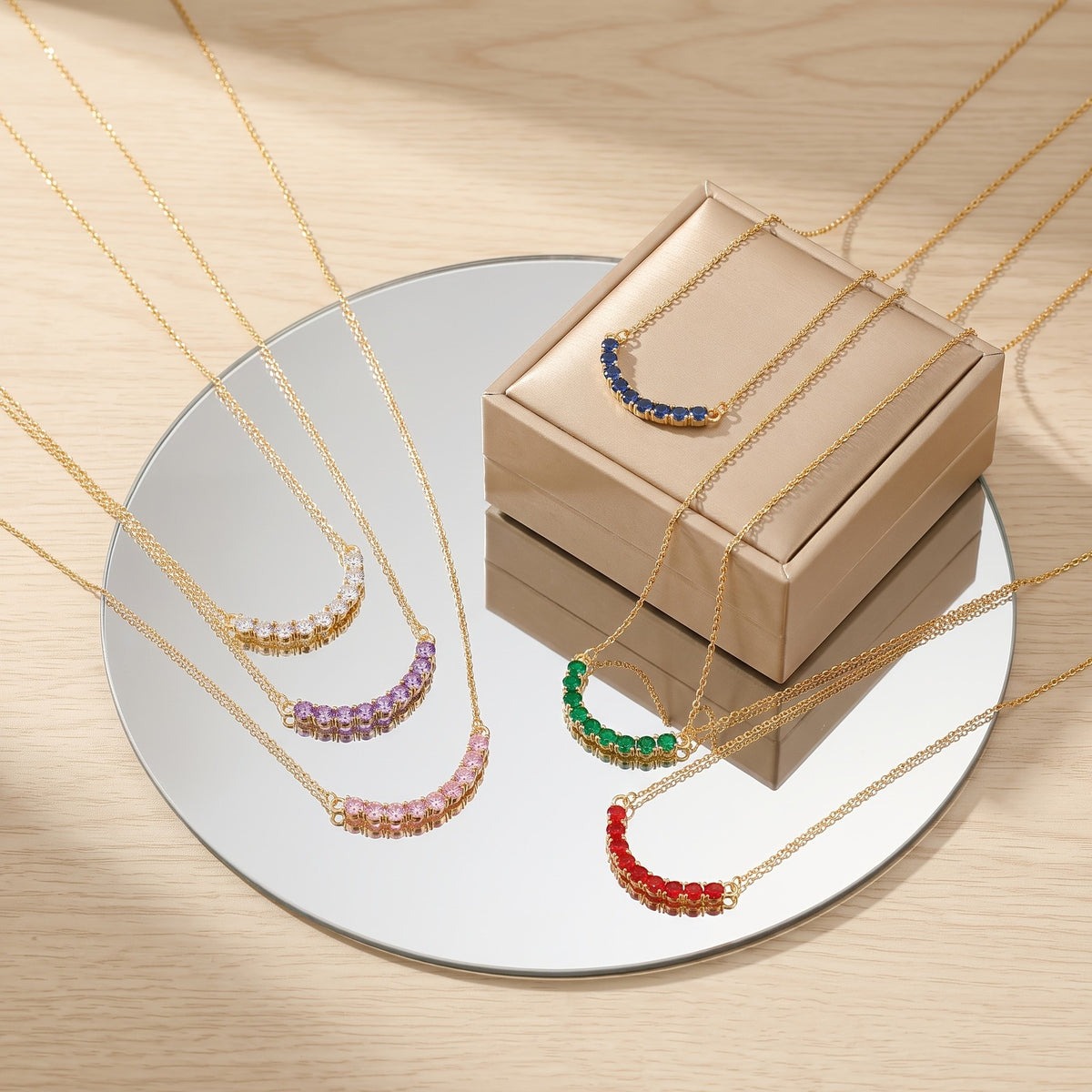Colorful Arc Zircon Necklace