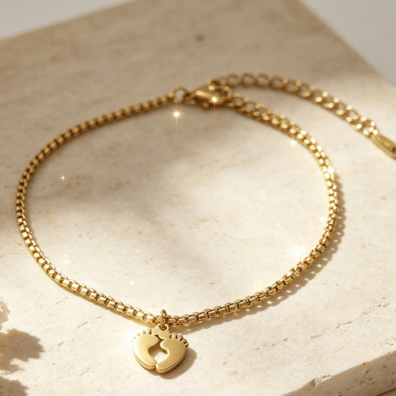 Footprint Heart Anklet
