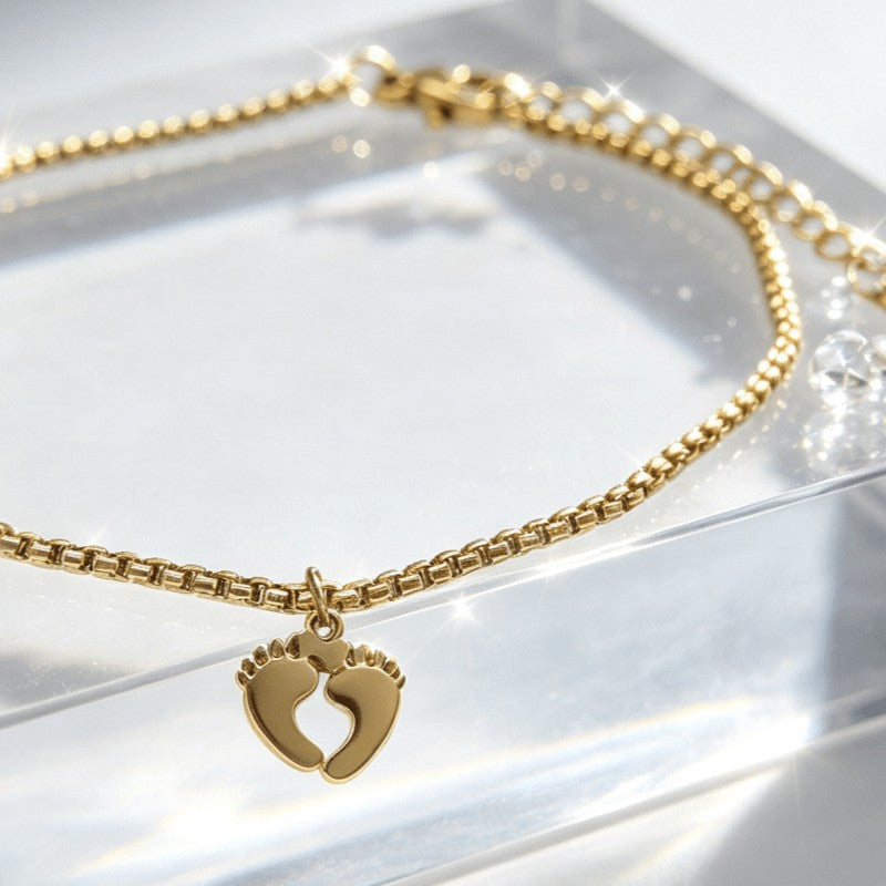 Footprint Heart Anklet
