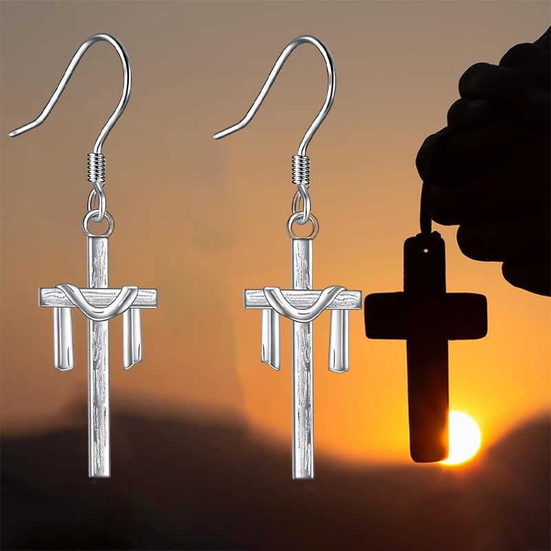 Knotted Cross Drop Earrings